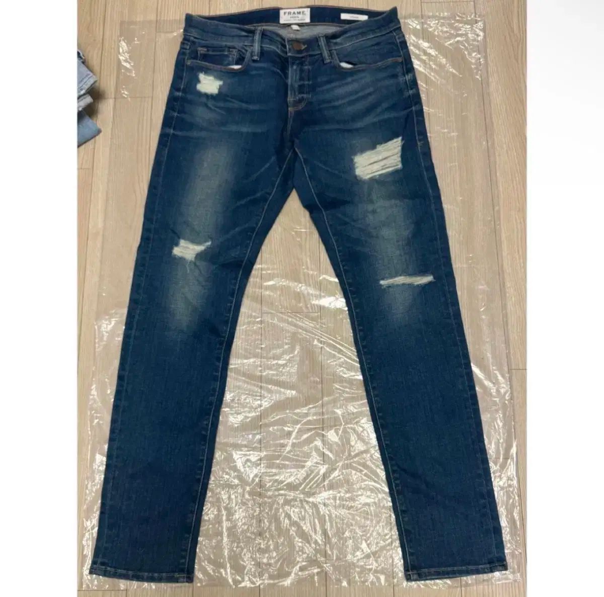 フレームデニム ダメージ ストレート ジーン