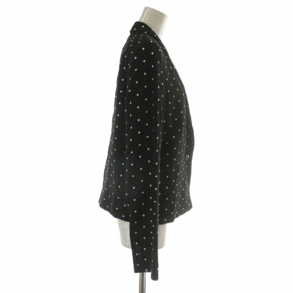 ジバンシィ クロスプリント キャディ クロップド ブレザー テーラード ジャケット シングル 1 B 総裏地 肩パッド 十字架柄 総柄 40 M 黒 ブラック XZ GY 19