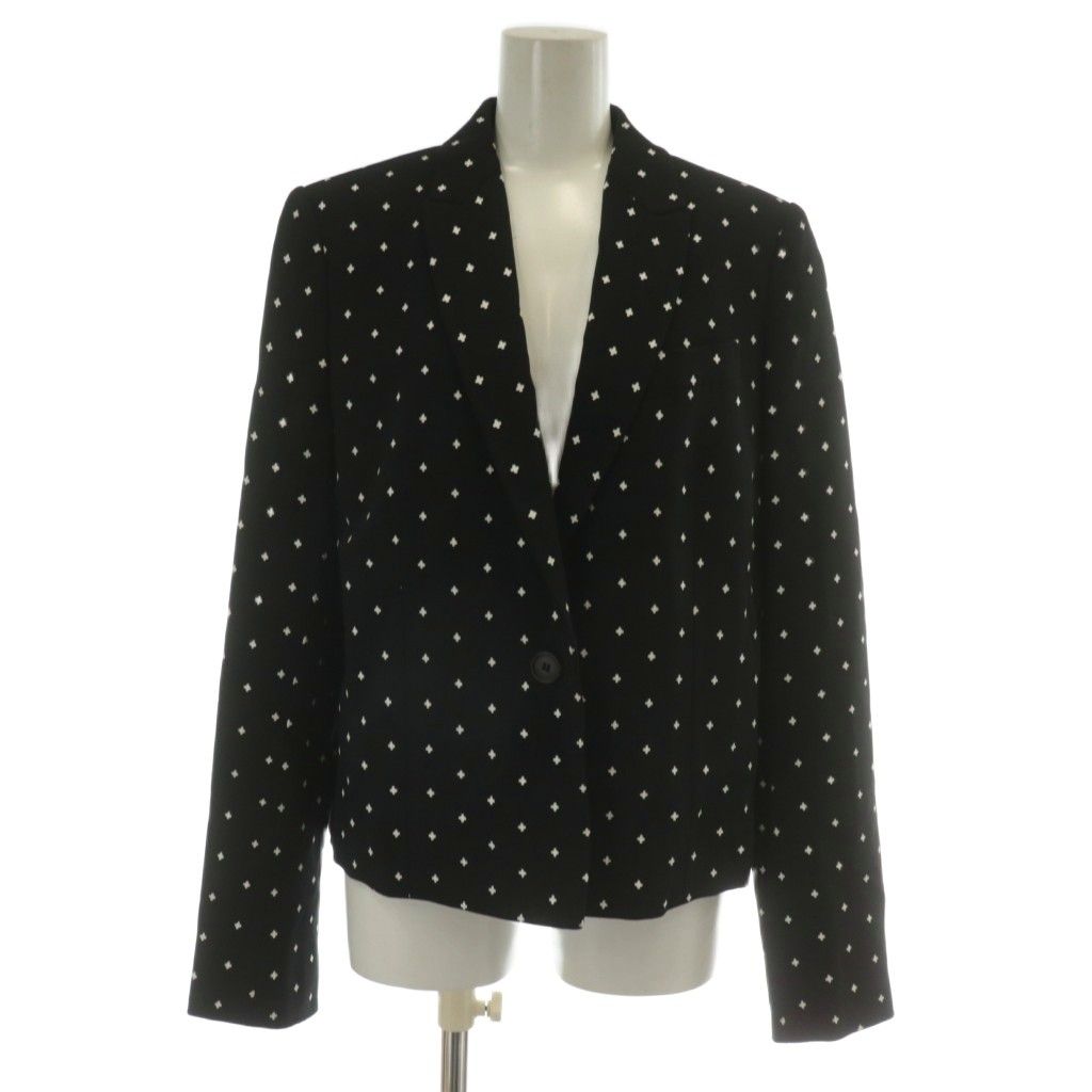 ジバンシィ GIVENCHY クロスプリント キャディ クロップド ブレザー テーラード ジャケット シングル 1B 総裏地 肩パッド 十字架柄 総柄 40 M 黒 ブラック 15X3011360 XZ GY19
