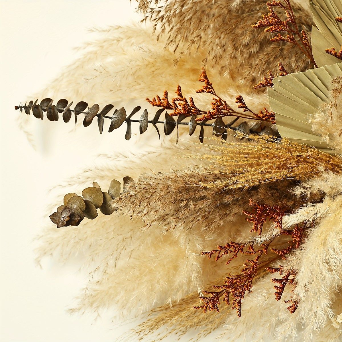 ナチュラルな癒やし 人工パンパスグラス 壁飾り ボーホー風 フェイクフラワーアレンジメント ベージュ&ブラウン 秋の装飾 結婚式 ホームデコレーション 吊り下げ 多目的 部屋 イベント装飾