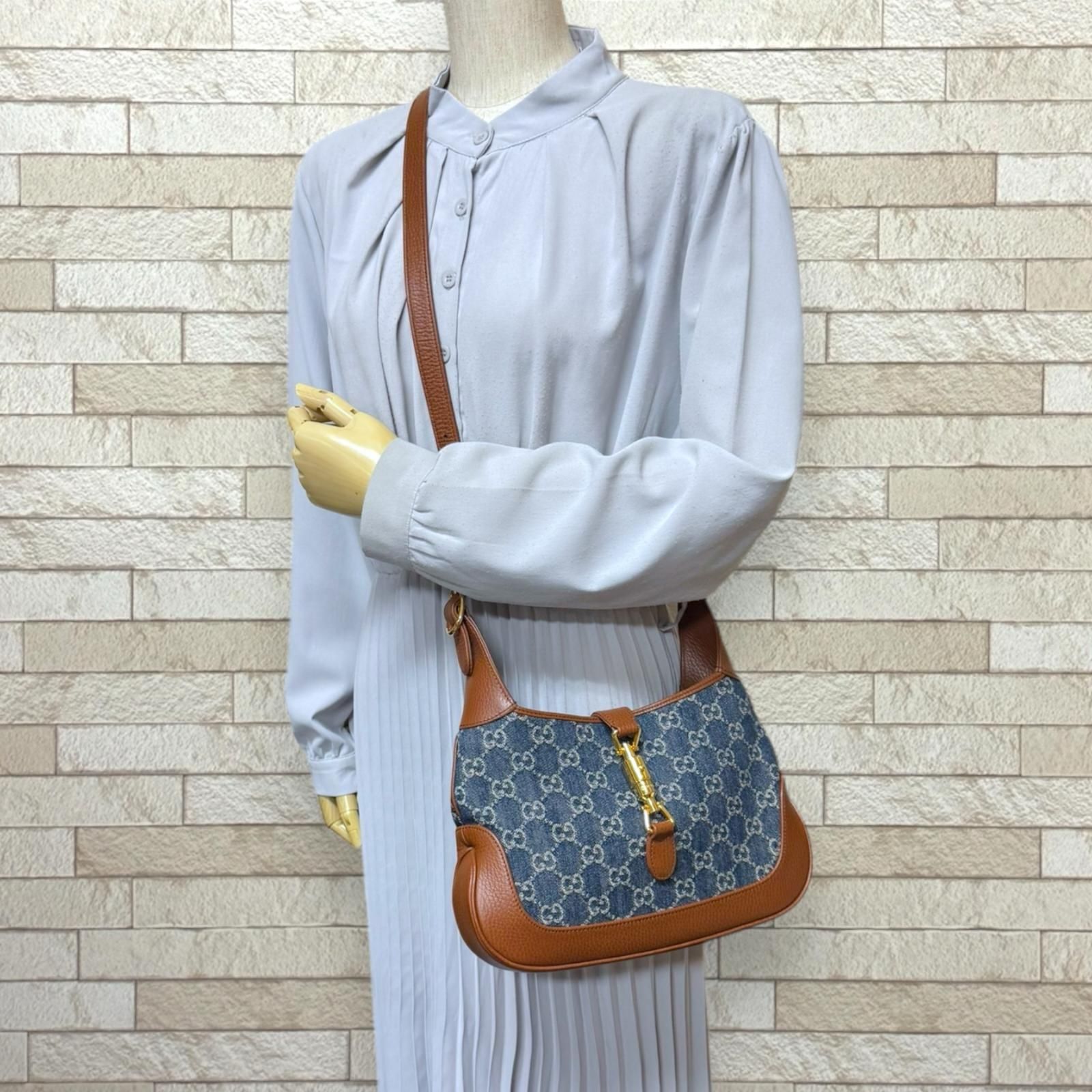 グッチ ミディアム ジャッキー 1961 ショルダーバッグ レザー 636706 ブルー レディース GUCCI グッチ