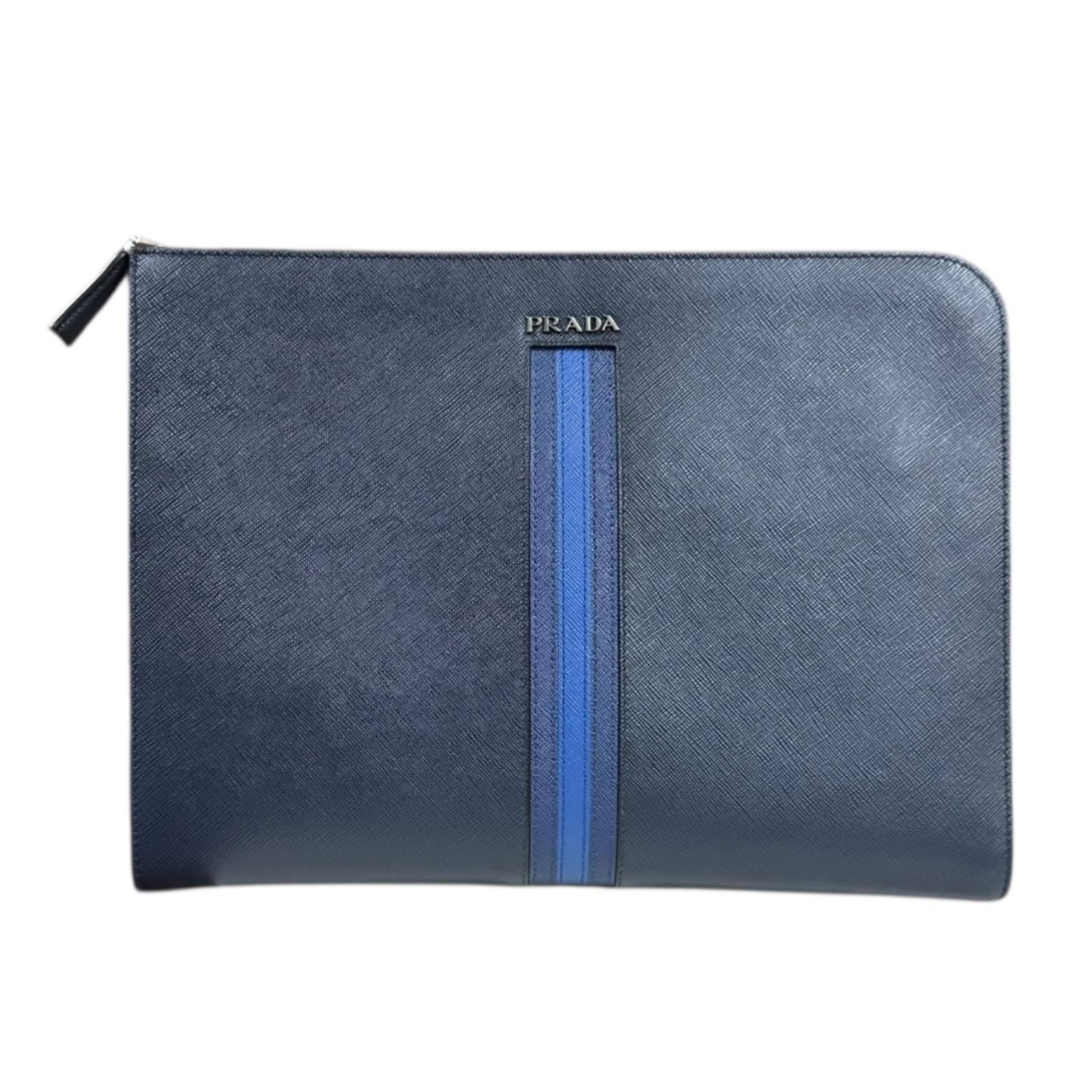 プラダ サフィアーノ クラッチバッグ レザー AV5841 ネイビー メンズ PRADA プラダ