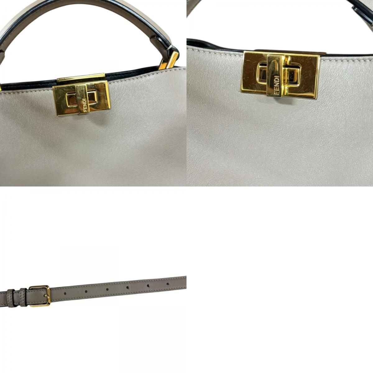 フェンディ ピーカブー ピーカブー アイコニック エッセンシャリー ショルダーバッグ レザー 8BN302 ベージュ レディース FENDI フェンディ DECORATOM_COM_BR