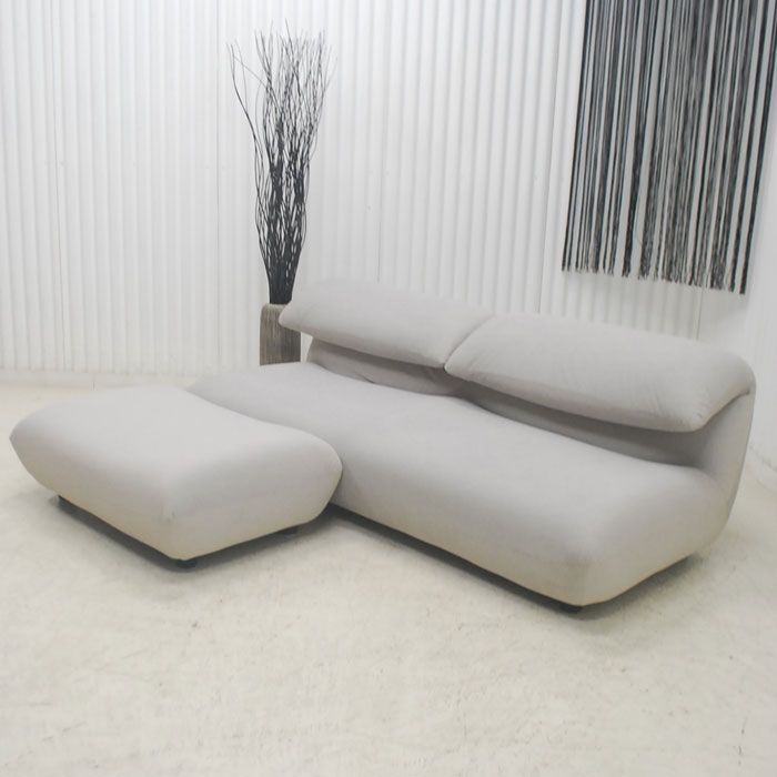 アウトレット 現品限り 一部 大 スタイリッシュモダンデザイン ヘッドレスギア付き 3人掛けソファー グレイ系 250621-サミー3pst