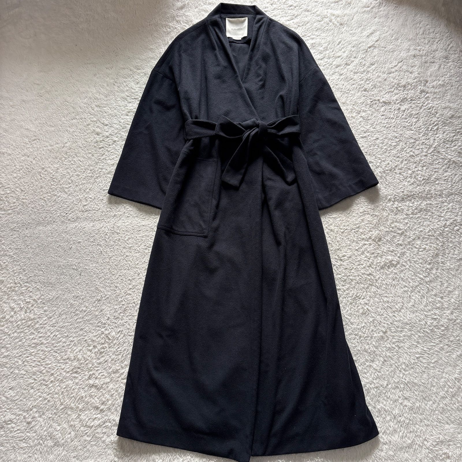 M.MARTIN カシミヤ混ウール カシュクール風ロングコート ネイビー