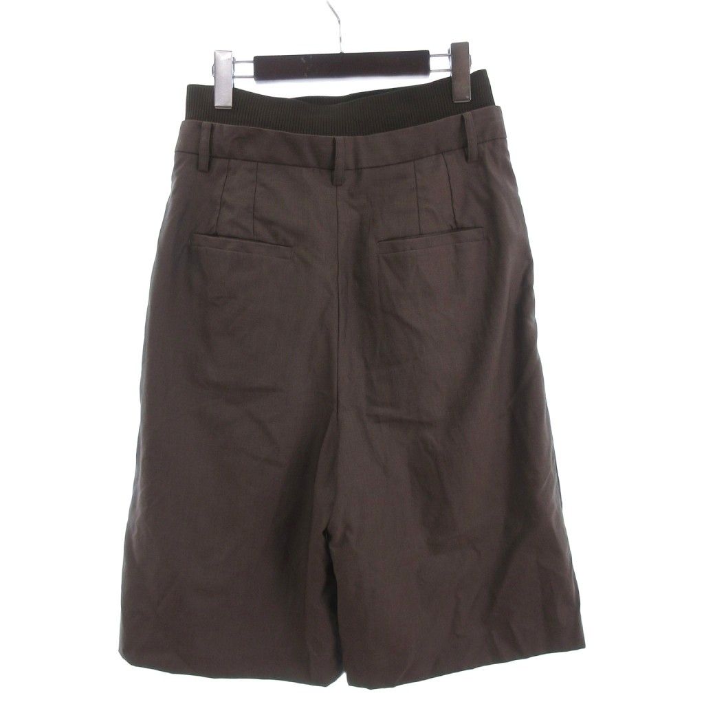 6 ROKU BEAUTY-YOUTH B-Y ロク ビューティーアンドユース ギャバジン リブショートパンツ ハーフ ジッパーフライ 8619-2-990107 茶 ブラウン 38