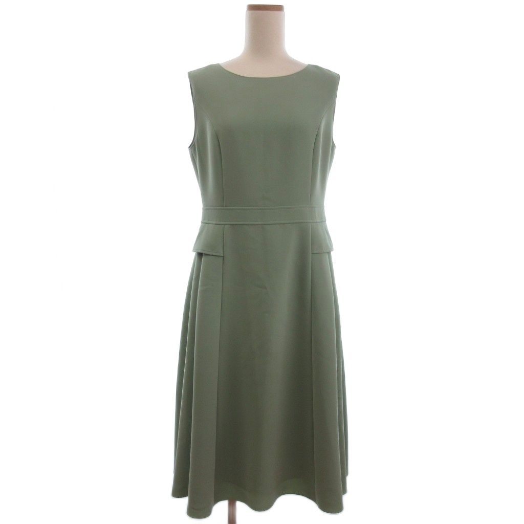 ルネ Rene 22年製 ノースリーブ ワンピース タック フ グリーン系 38