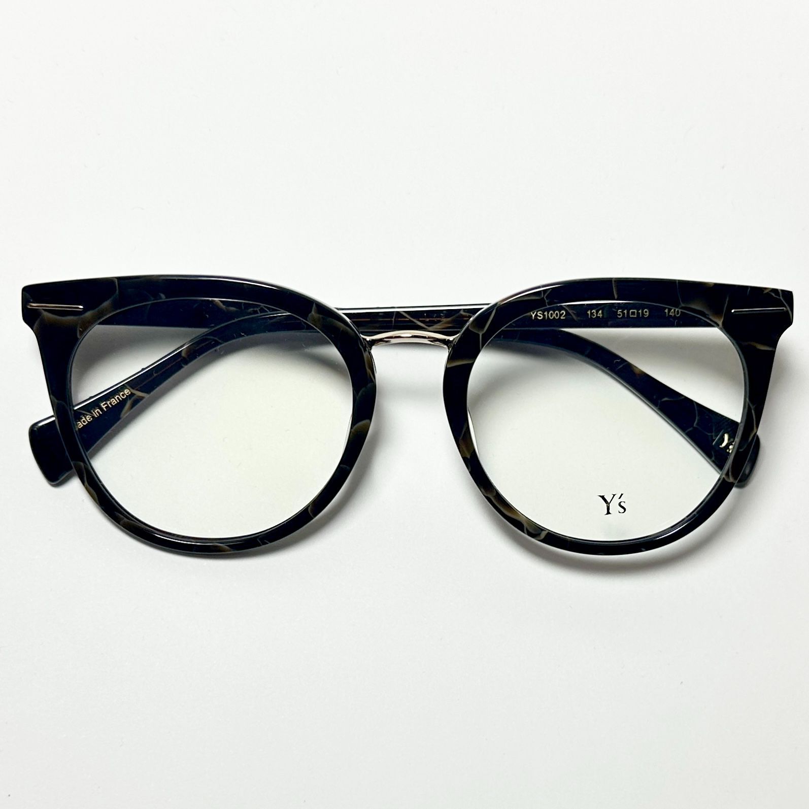 Yohji Yamamoto ヨウジヤマモト Y s YS1002 134 茶色 メガネ 純正ケース付き Y3 フランス製 キャット型