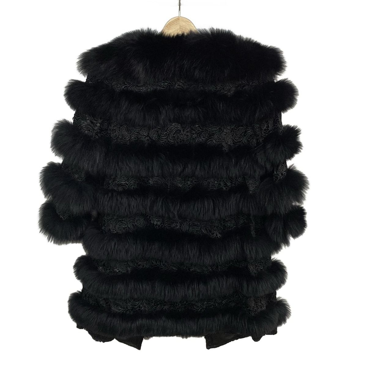 cocon japan ココンジャパン コート サイズM レディース - 黒 毛皮 七分袖 秋 冬