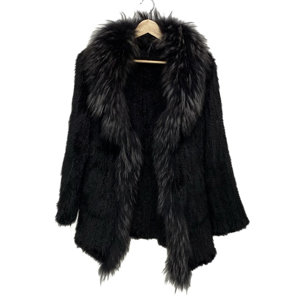 cocon japan ココンジャパン コート サイズM レディース - 黒×ライトグレー 毛皮 長袖 秋 冬