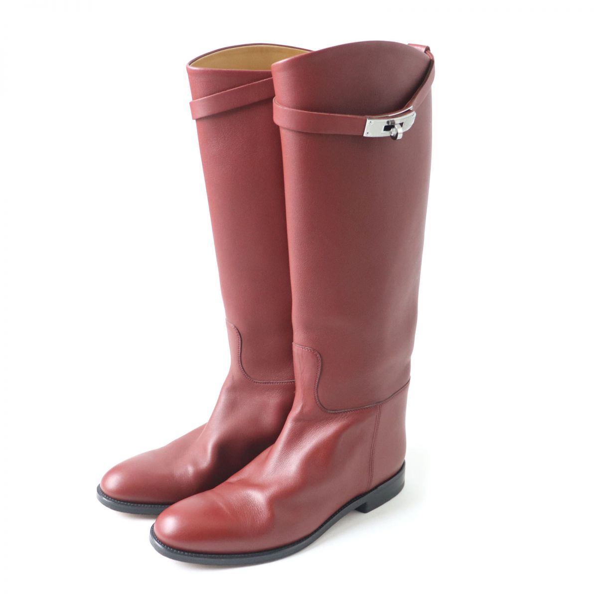 美品☆HERMES エルメス ケリー金具 レザー ロングブーツ／ジャンピング