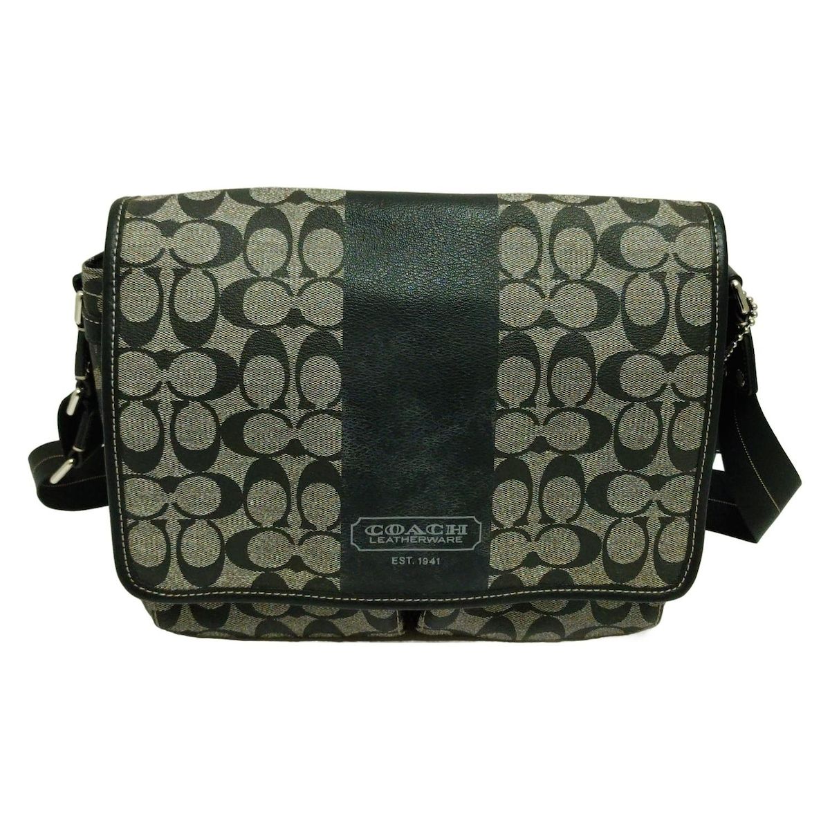 COACH コーチ ショルダーバッグ ヘリテージメッセンジャーバッグ F70432 アイボリー×黒 レザー