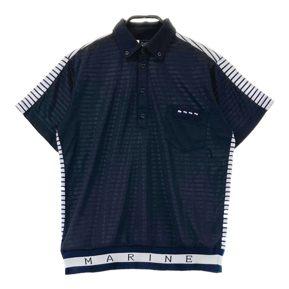 サイズ 4 MUTA MARINE ムータマリン 半袖ポロシャツ ボタンダウン ボーダー柄 ネイビー系 240101525171 ゴルフウェア メンズ ストスト