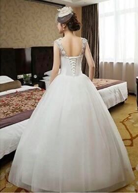 発表会 パーティ スパンコ ル ビジュ 飾り ウエディング ドレス 9号 M OPN3928