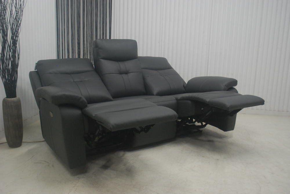 アウトレット 現品限り 一部 大 電動リクライナーモーション ソファー リラックス空間 グレイ ３人掛け 250625-413-3p電動