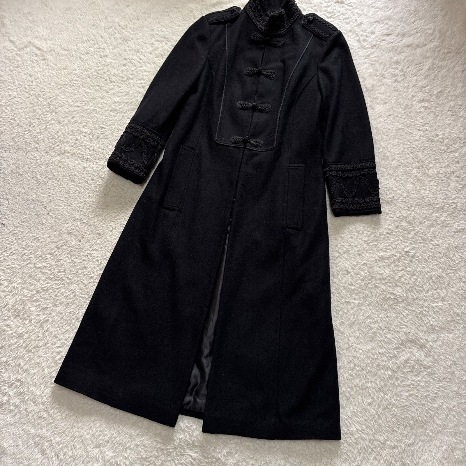  ZARA チャイナロングコート ブラック 刺繍 ロングコート ジャケット アウター