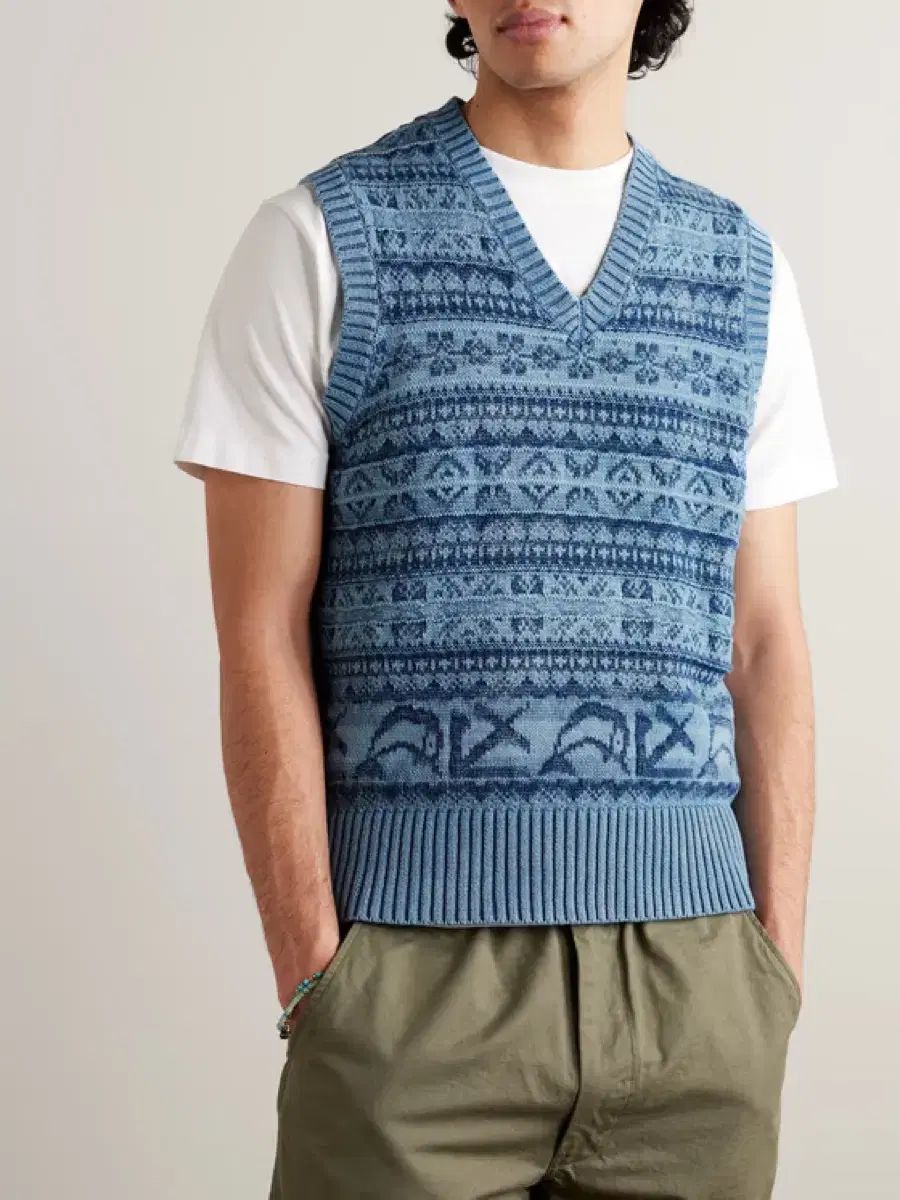 ポロラルフローレン フェアアイル インディゴ コットン セーター ベスト