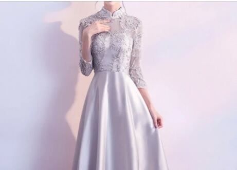 発表会 舞台衣装 演奏会 9号 M 刺繍 サテン ロング フォ マル ドレス OPN2938