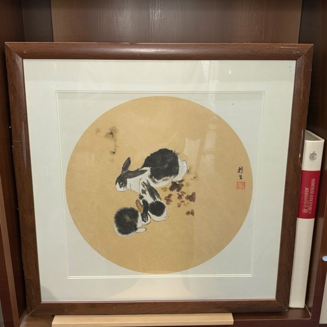 西 峰 筆 絹本水墨山水画 肉筆 軸先木製