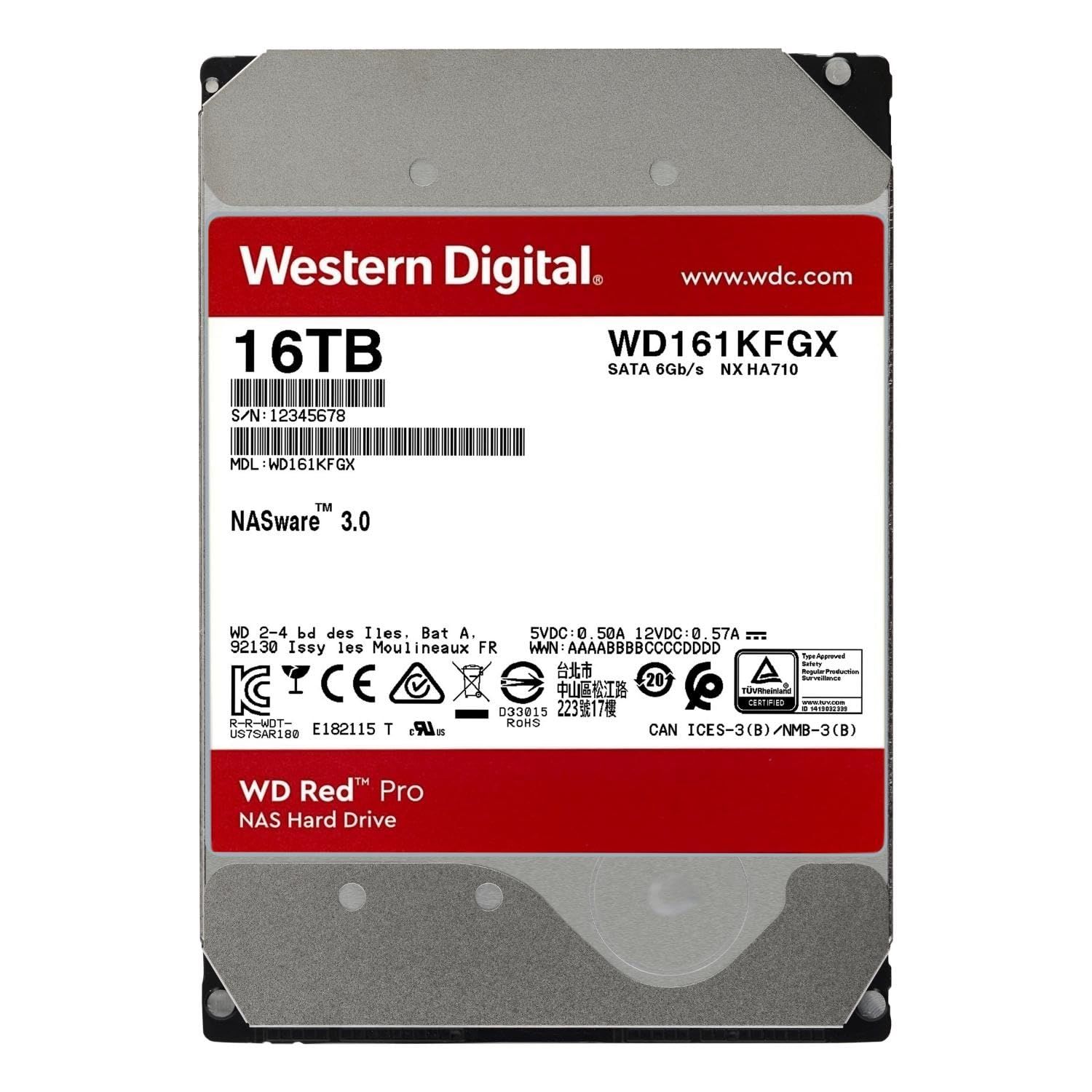 Western Digital ウエスタンデジタル 16TB WD Red Pro NAS 内蔵型 ハードドライブ HDD - 7 200RPM SATA 6Gb 秒 CMR 256MBキャッシュ 3.5インチ - WD161KFGX
