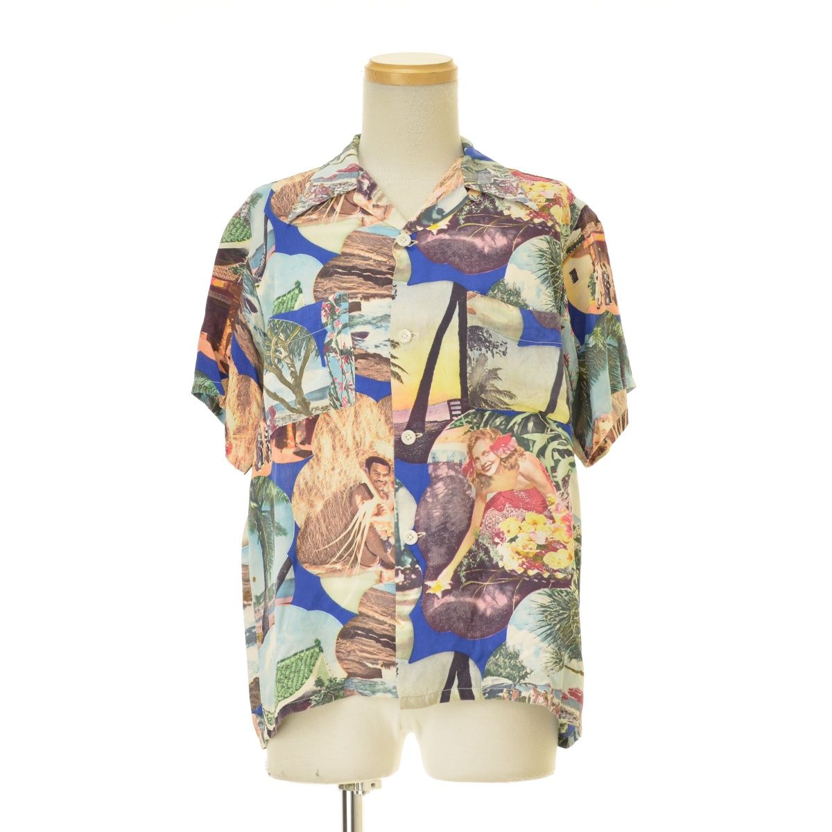 TOWNCRAFT 40s〜50s MAIDEN ピクチャープリント ハイビスカスレディー ハワイアン アロハ半袖シャツ