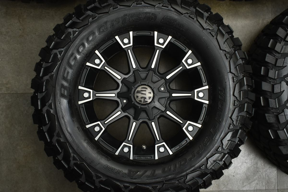 バリ溝 マーテルギア MG モンスター 17 in 7 J 35 PCD 114 3 127 BFGoodrich Mud Terrain T A KM 285 70 R 5本 ジープ ラングラー