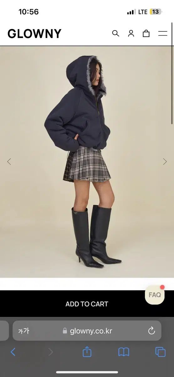 グロウニー ムーア リバーシブル ファージャケット ネイビー