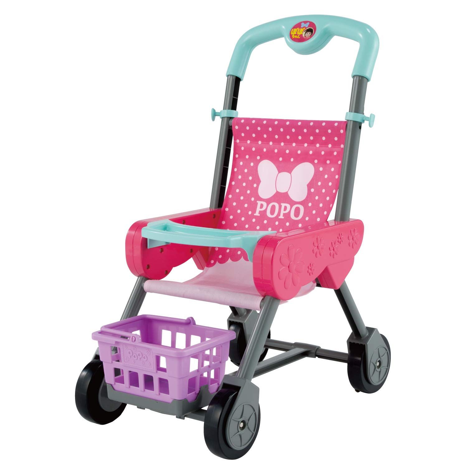 ピープル ぽぽちゃんのお買いものベビーカー カゴ-お世話テーブルつき ラズベリーピンク 単品 お買いものベビーカー