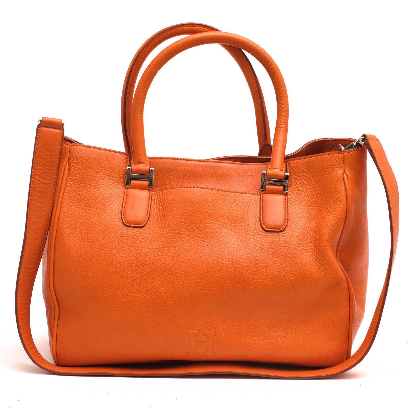 ヒロフ HIROFU バッグ トートバッグ 鞄 ハンドバッグ レディース 女性 女性用 レザー 革 本革 オレンジ 14983L Hロゴ 2WAY ショルダーバッグ シボ革 シュリンクレザー