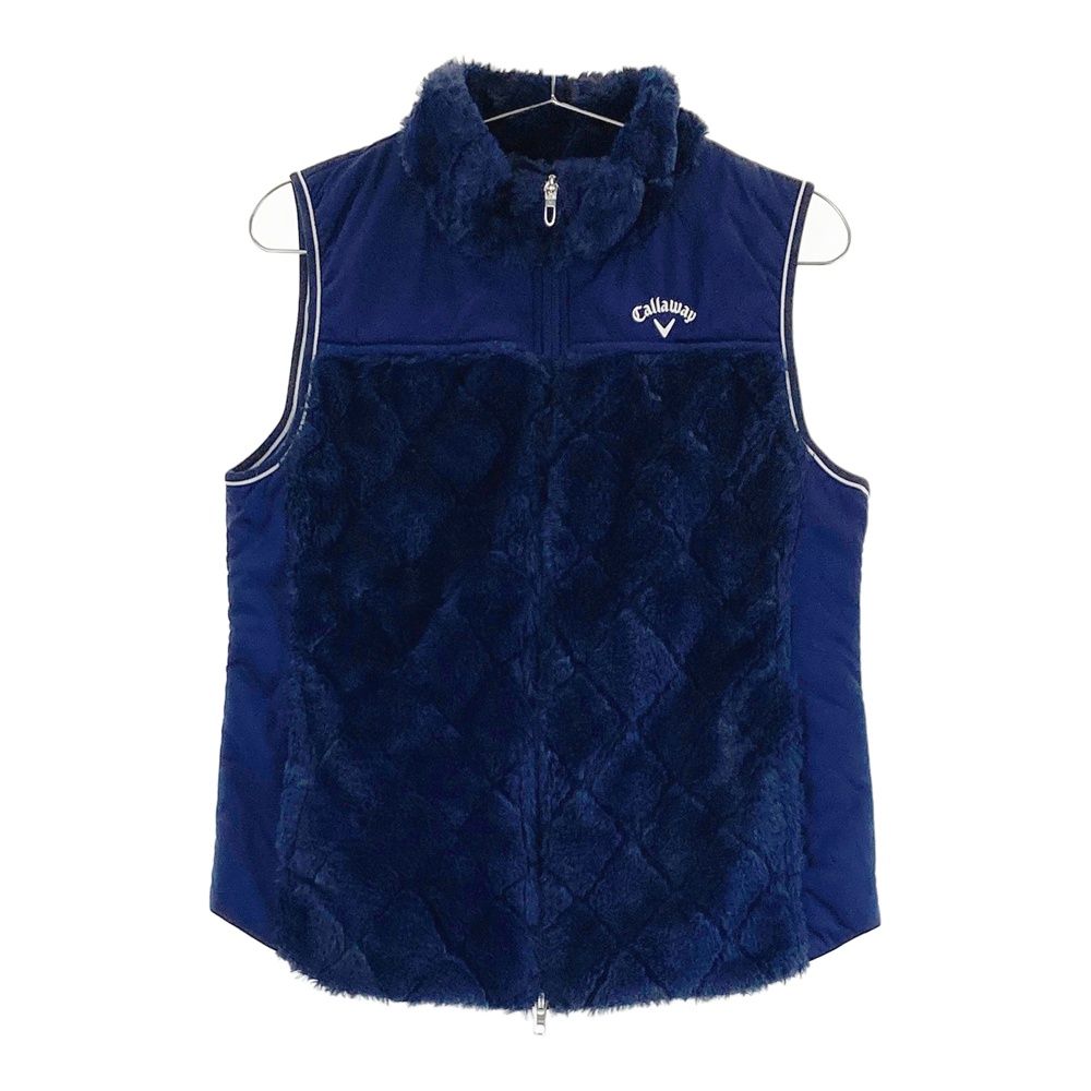 サイズ：L CALLAWAY キャロウェイ 中綿 ボア ジップベスト ネイビー系