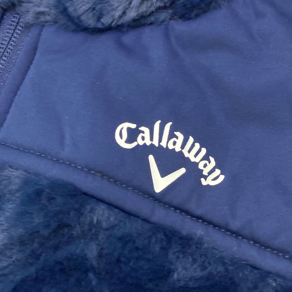 サイズ：L CALLAWAY キャロウェイ 中綿 ボア ジップベスト ネイビー系