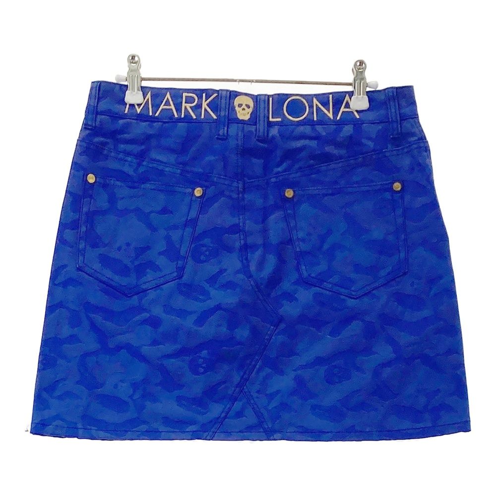 サイズ M MARK-LONA マークアンドロナ ストレッチスカート スカル×カモフラ柄 ブルー系 240101481880 ゴルフウェア レディース ストスト