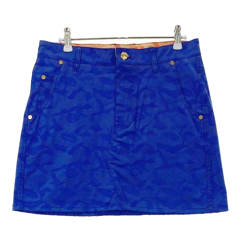 サイズ M MARK-LONA マークアンドロナ ストレッチスカート スカル×カモフラ柄 ブルー系 240101481880 ゴルフウェア レディース ストスト