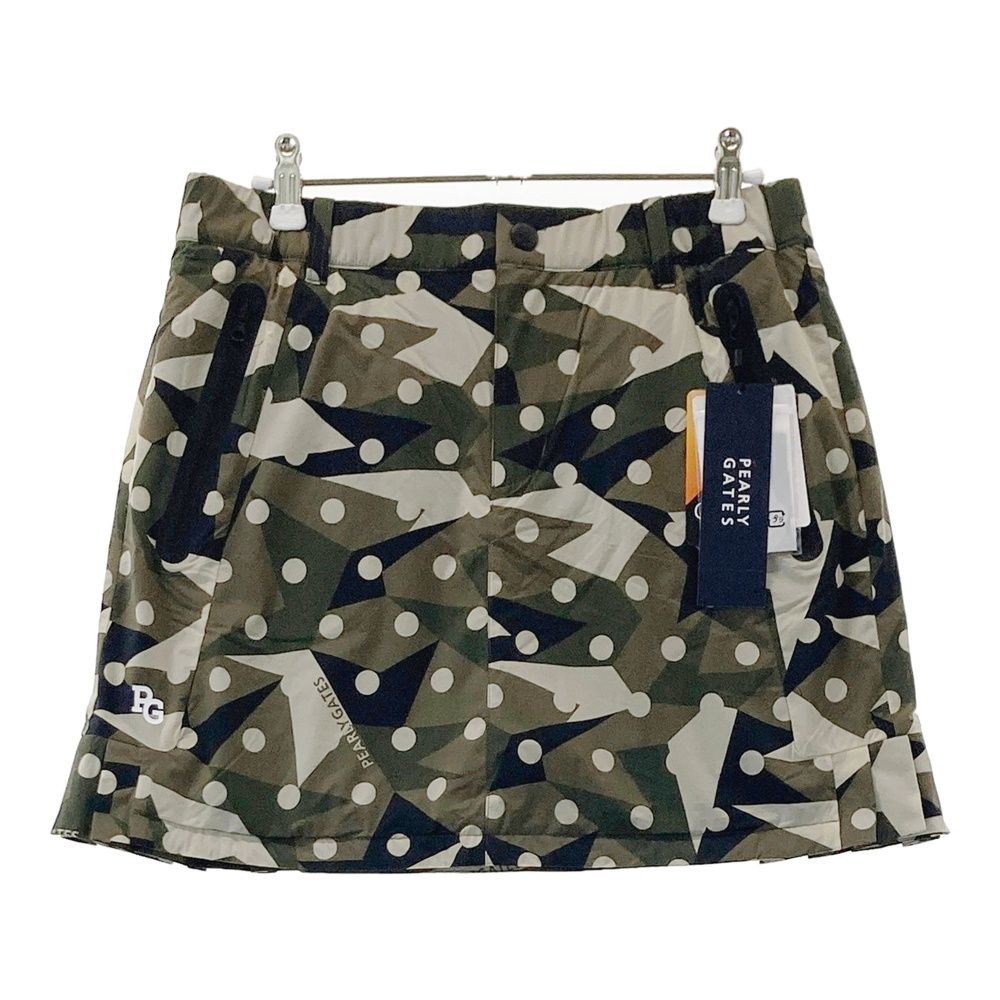 サイズ 1 PEARLY GATES パーリーゲイツ 055-2234104 裏メッシュ ナイロンスカート ドット カモフラ柄 カーキ系 240101521290 ゴルフウェア レディース ストスト