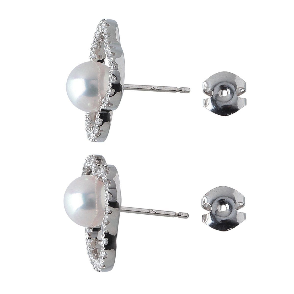 タサキ チャンツ ピアス 現行モデル ダイヤ0.24ct×2 パール7.3mm 750WG