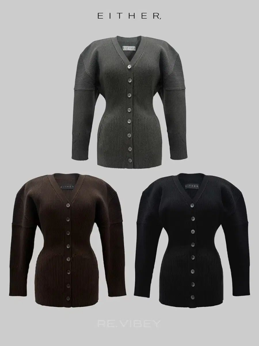 イダー either アワーグラス ニット ジャケット カーディガン