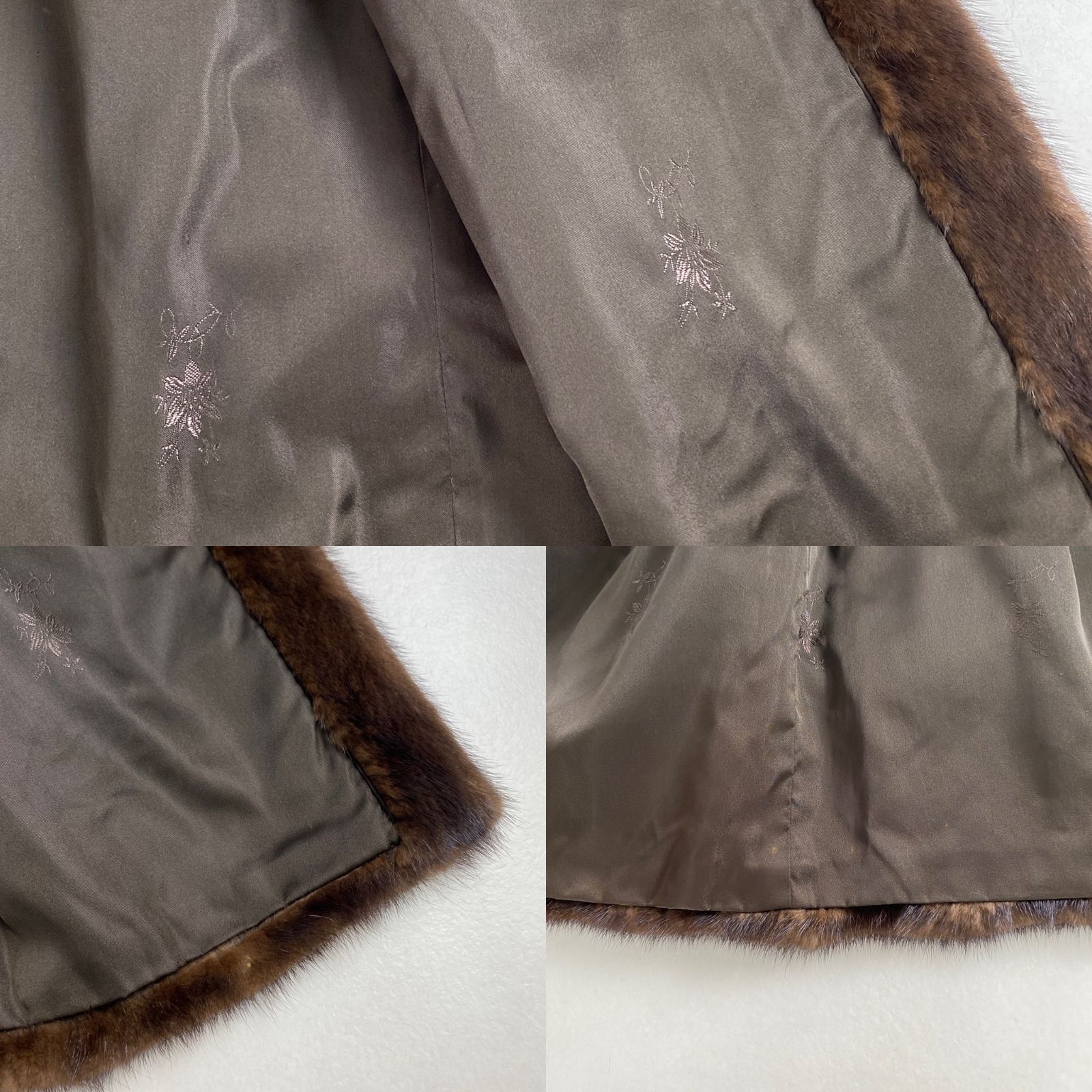 毛皮コート SAGA MINK 上質 ミンク ミドル丈 裏地刺しゅう ブラウン 13