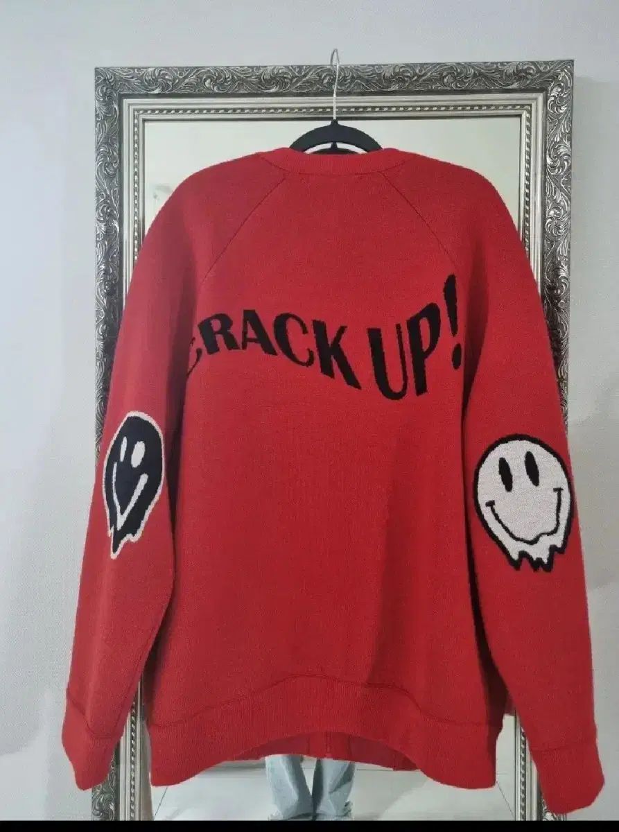 SYSTEM homme スマイルパッチ オーバーサイズ ジップアップ カーディガン 100 105