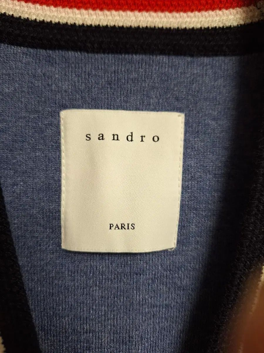 サンドロ ブルー ストライプ ニット カーディガンS