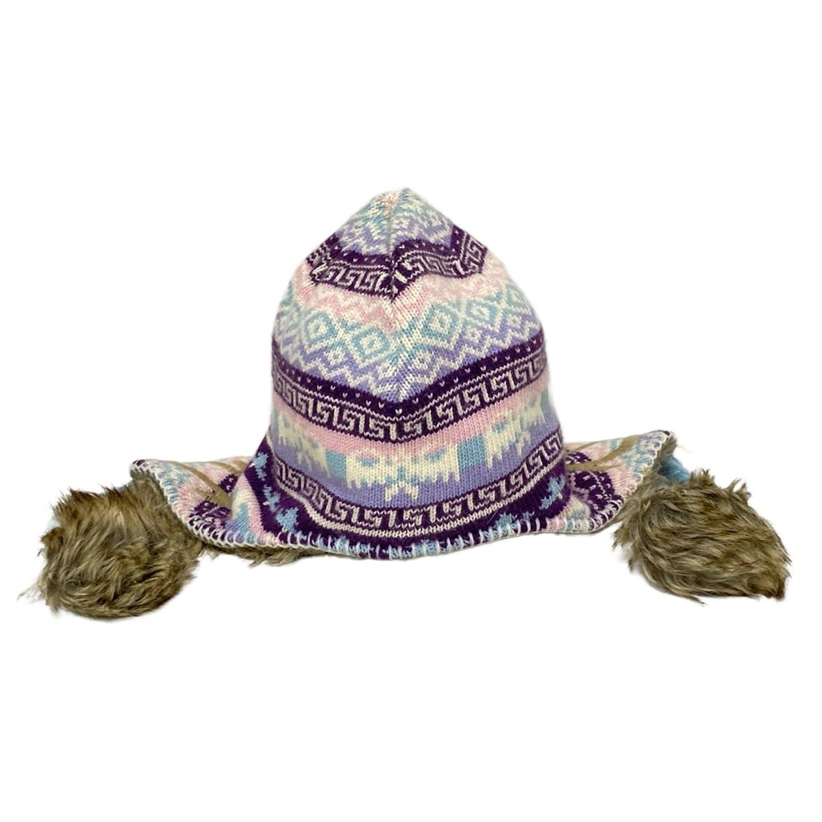 TRUE RELIGION トゥルーレリジョン ニット帽 ONE SIZE - パープル×ライトブルー×マルチ コットン ウール