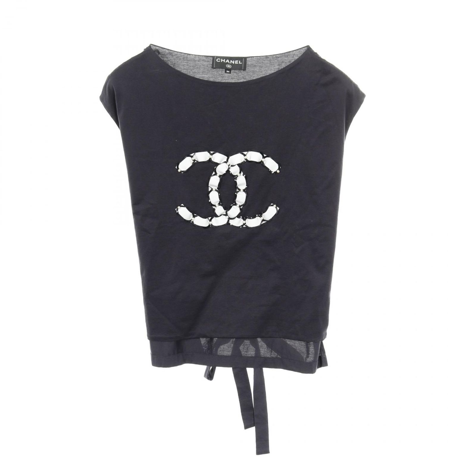 シャネル CHANEL カットソー ココマーク P70021 コットン Tシャツ レディース Used A