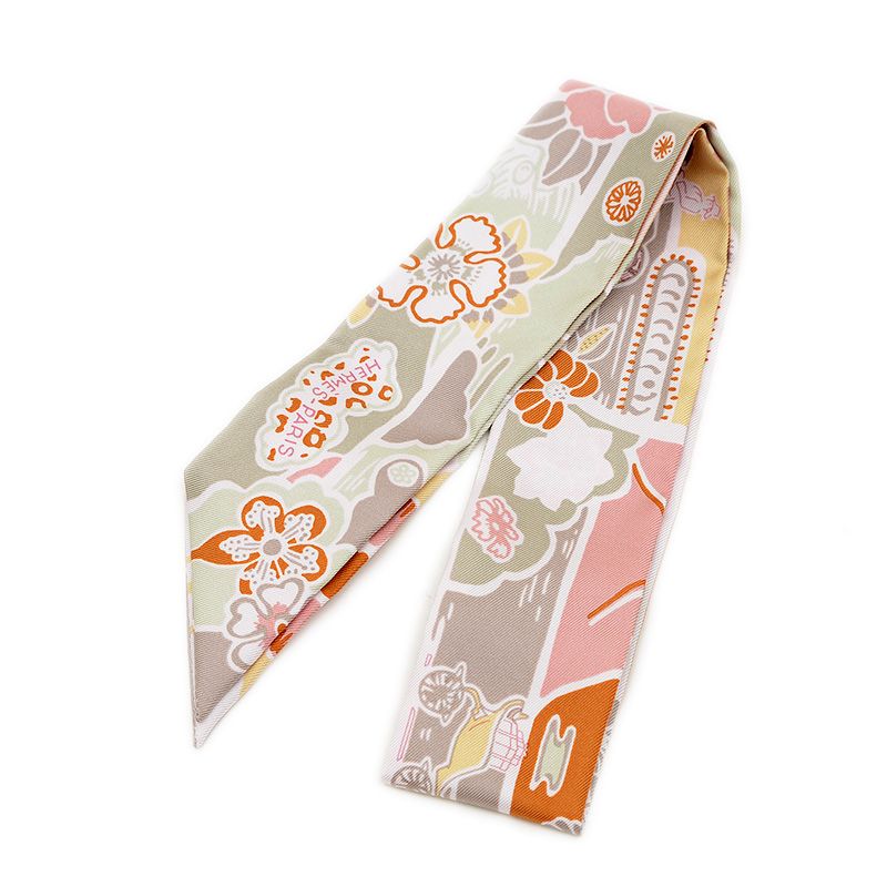 エルメス ツイリー スカーフ ビンガタ ヴィユローズ ヴェールグリス タブ シル