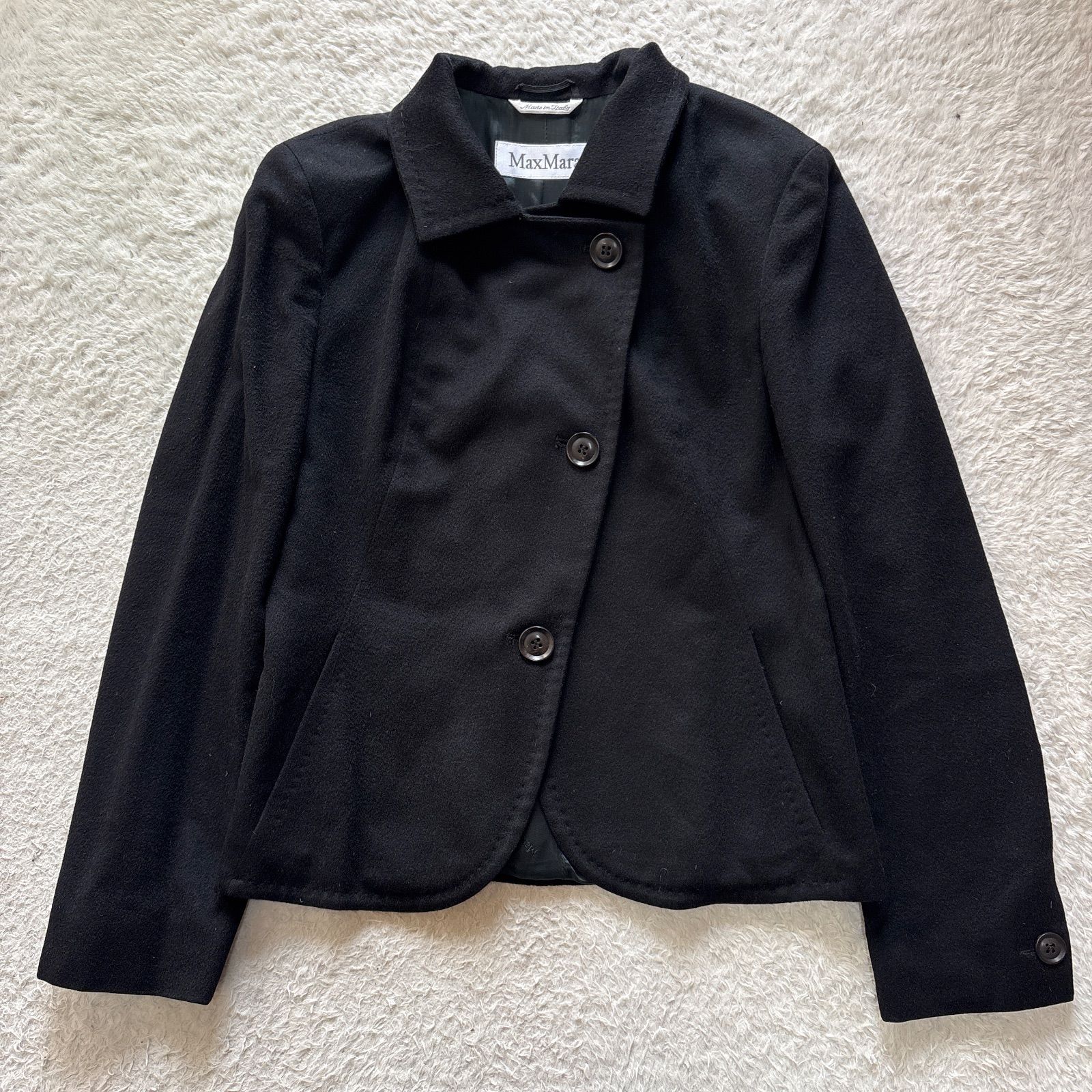 マックスマーラ 白タグ キャメルウールショートコート ブラック 40