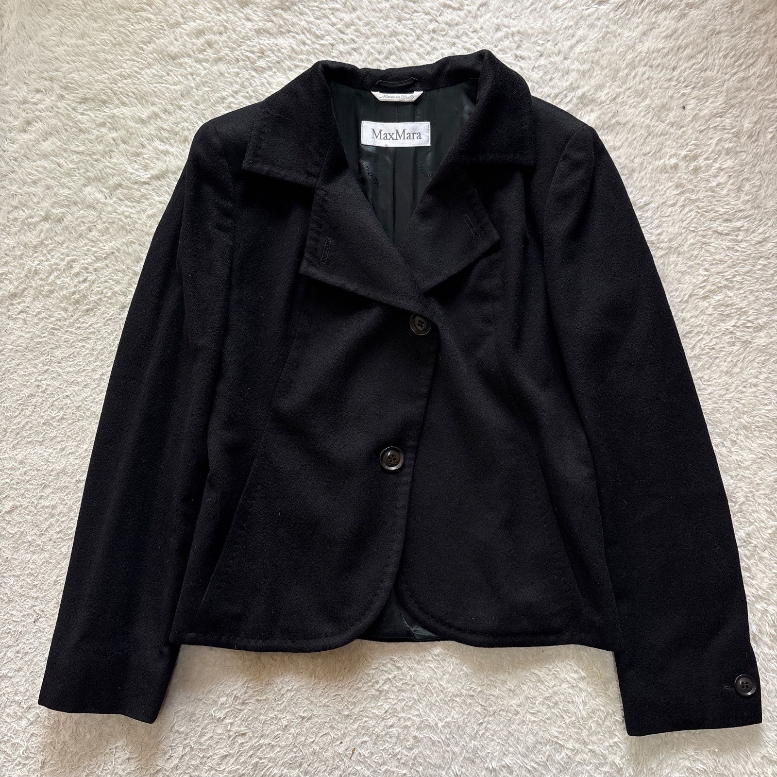 マックスマーラ 白タグ キャメルウールショートコート ブラック 40