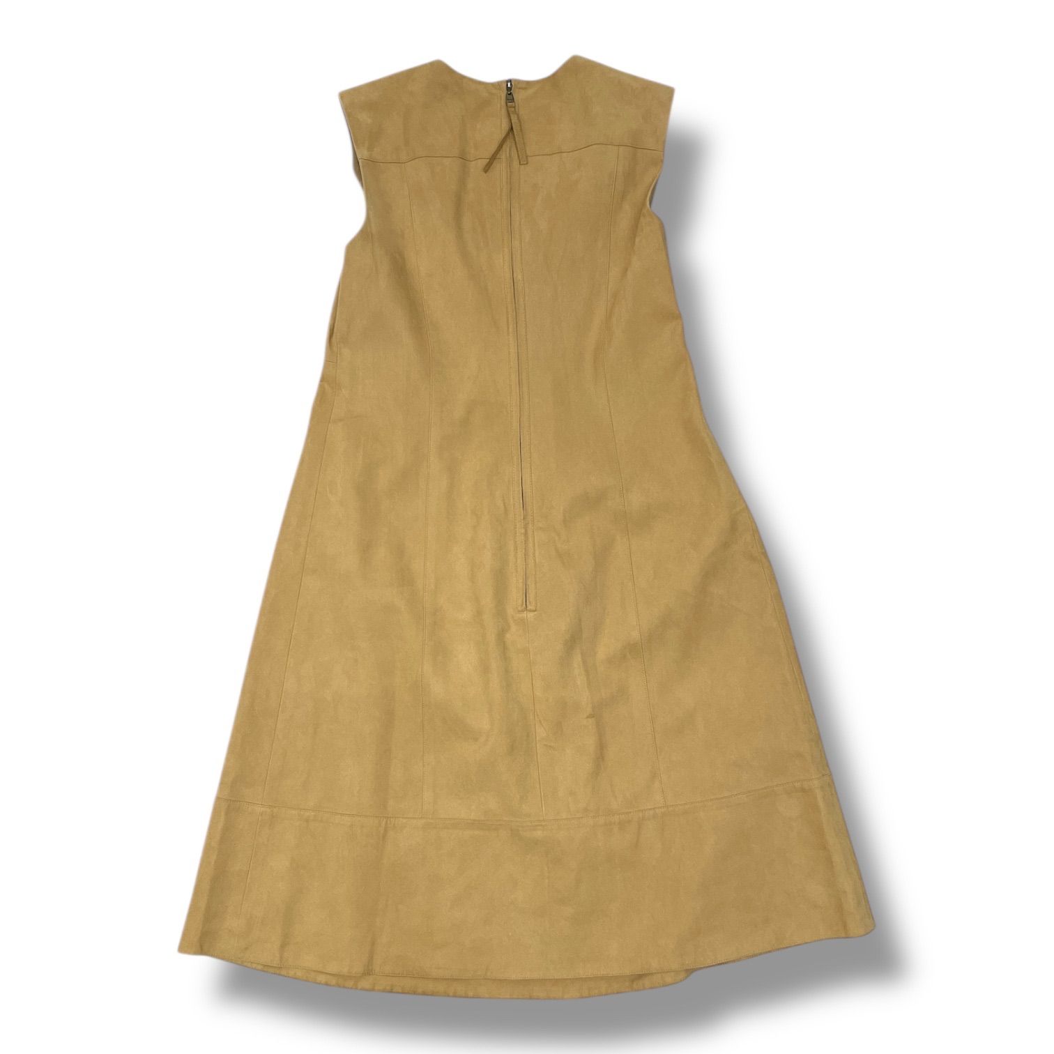 FOXEY フォクシー スエードワンピース ひざ丈 フレア ノースリーブ V