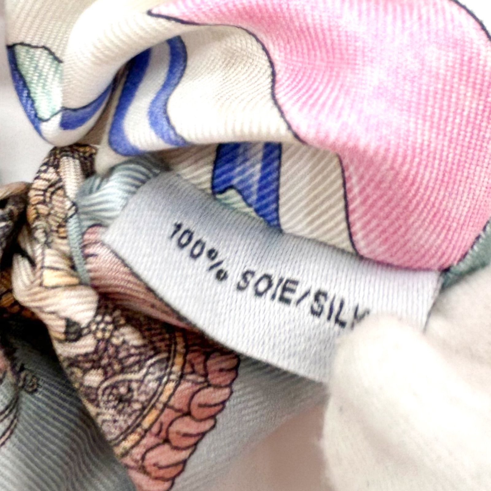 HERMES シュシュ ヘアゴム シルク IN THE POCKET インザポケット ピンク ブルー ヘア レディース DECORATOM_COM_BR