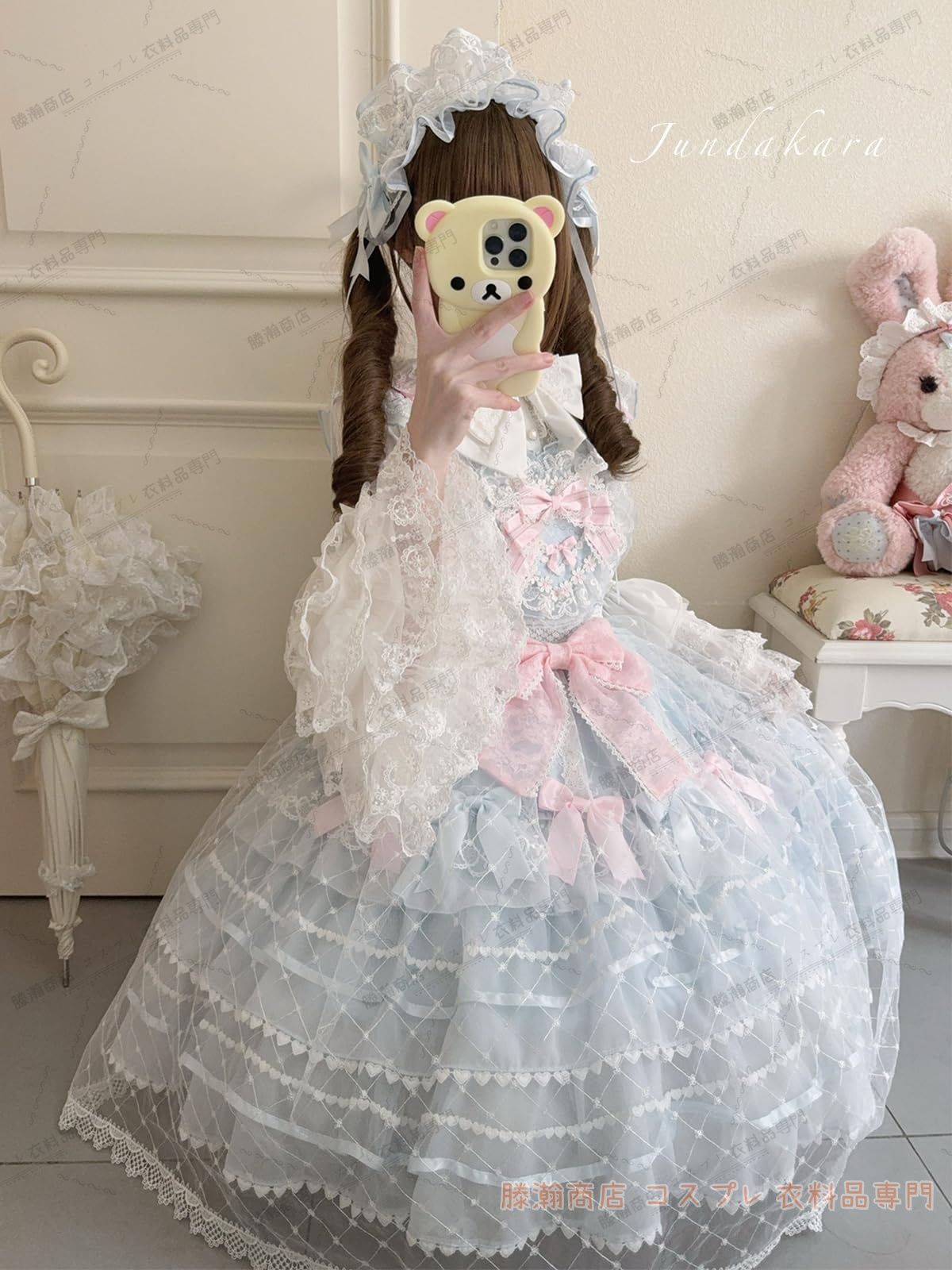 ティアード JSK ジャンパースカート カチューシャ付き ロリータ バックリボン レースアップ フリル 夢 ワンピース レデ WWW_TRAVELLANDINDIA_COM