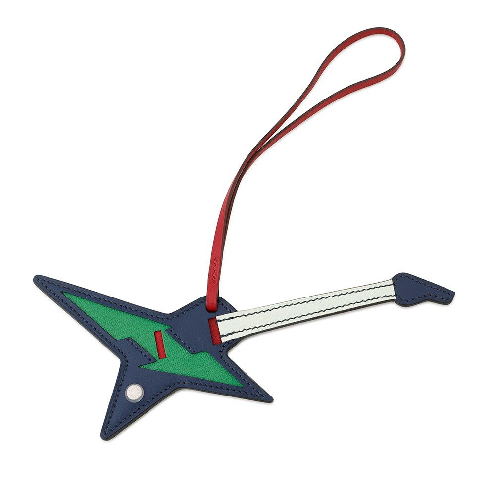 エルメス ロックチャーム ブルーサフィール バンブー ヴェールフィズ ルージュピマン シルバー金具 タデラクト タデラクト シャムキラ B刻印