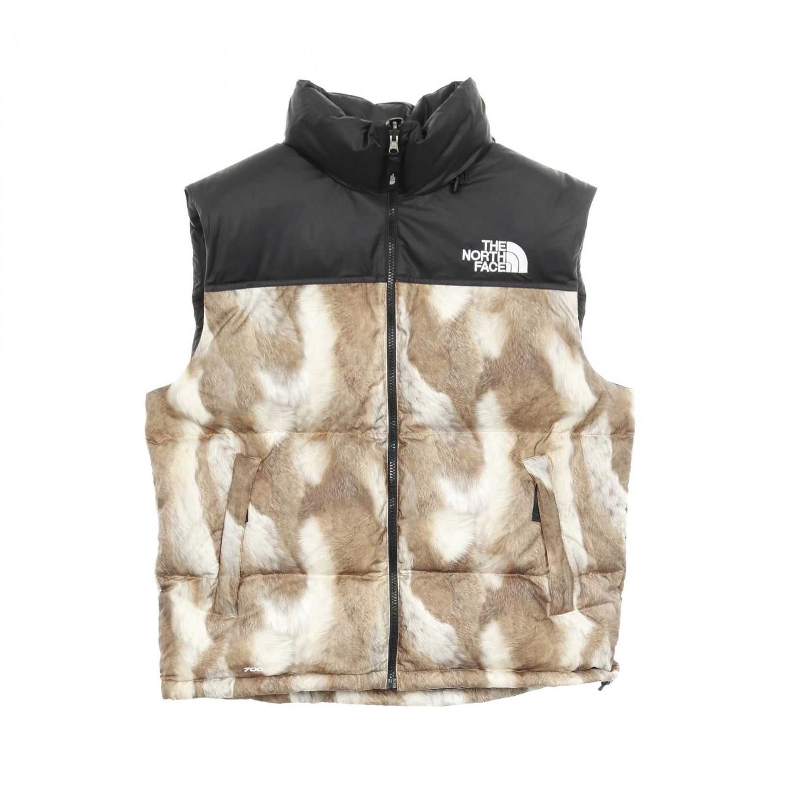 ザノースフェイスパープルレーベル THE NORTH FACE PURPLE LABEL ダウンベスト THE NORTH FACE × Supreme Fur Print Nuptse ナイロン ダウンベスト×supreme メンズ Used A