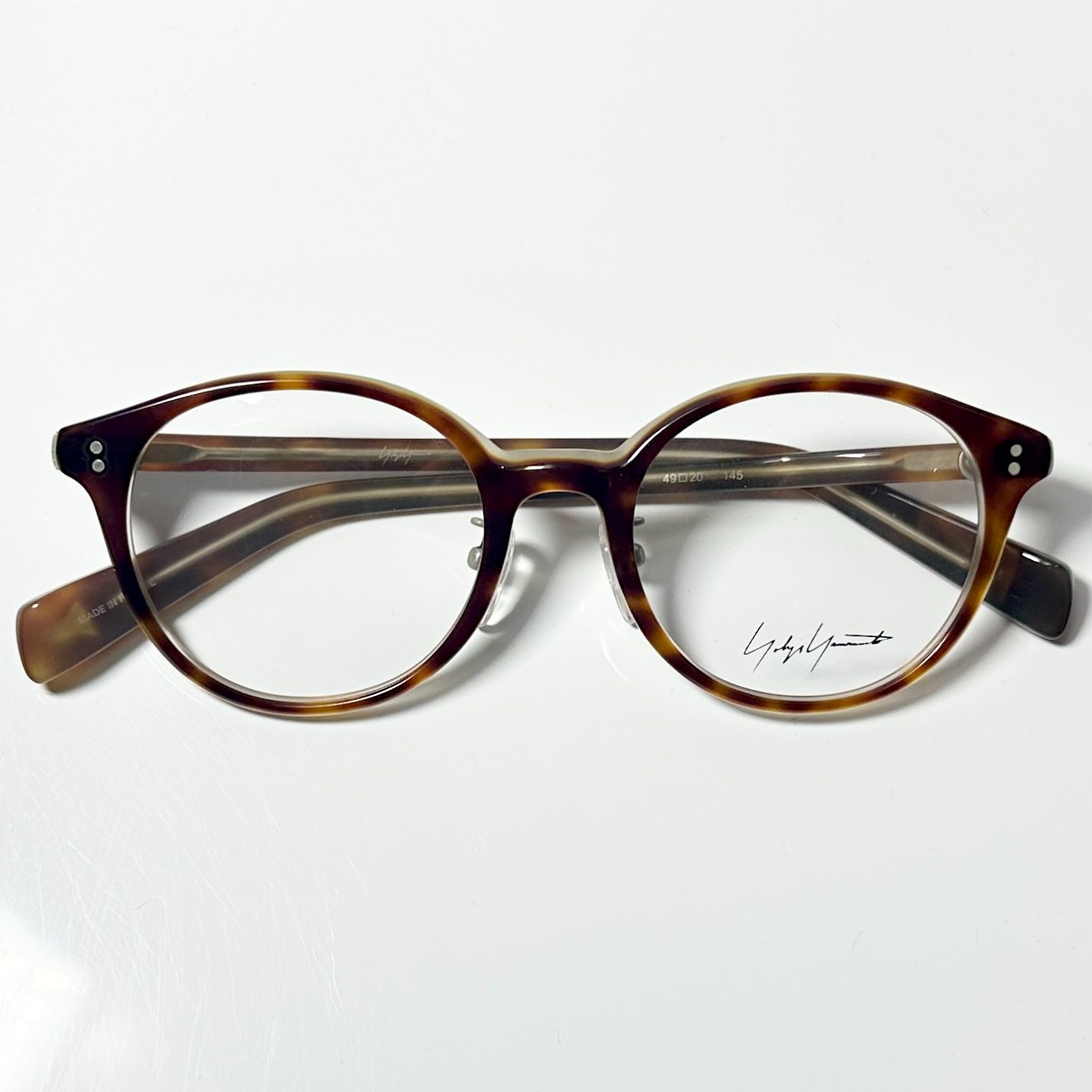 Yohji Yamamoto ヨウジヤマモト YY1020 101 べっ甲柄ベージュ色 メガネ 純正ケース付き フランス製 Y3